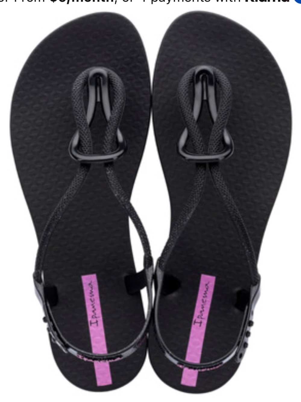 Ipanema Trendy Fem Women’s Flip Flop thong Sandals Black Glitter Size 8 Like new